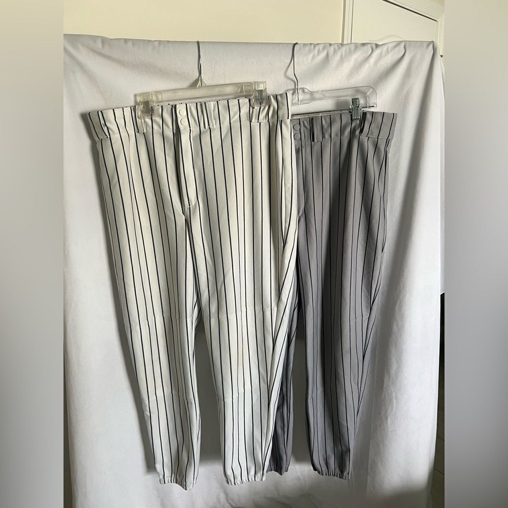Wilson Men’s Baseball Pants White Black Stripe, Gray and Black stripe 2 pairs XL